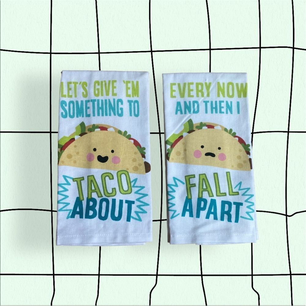 Two Taco Kitchen Towels New
